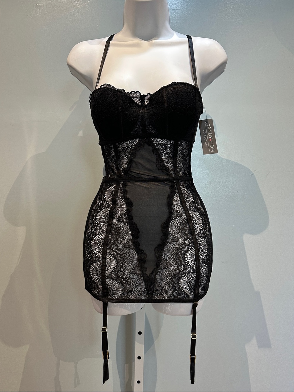 Yandy Black Dress with G-string 2-Piece Set Small New with Tags